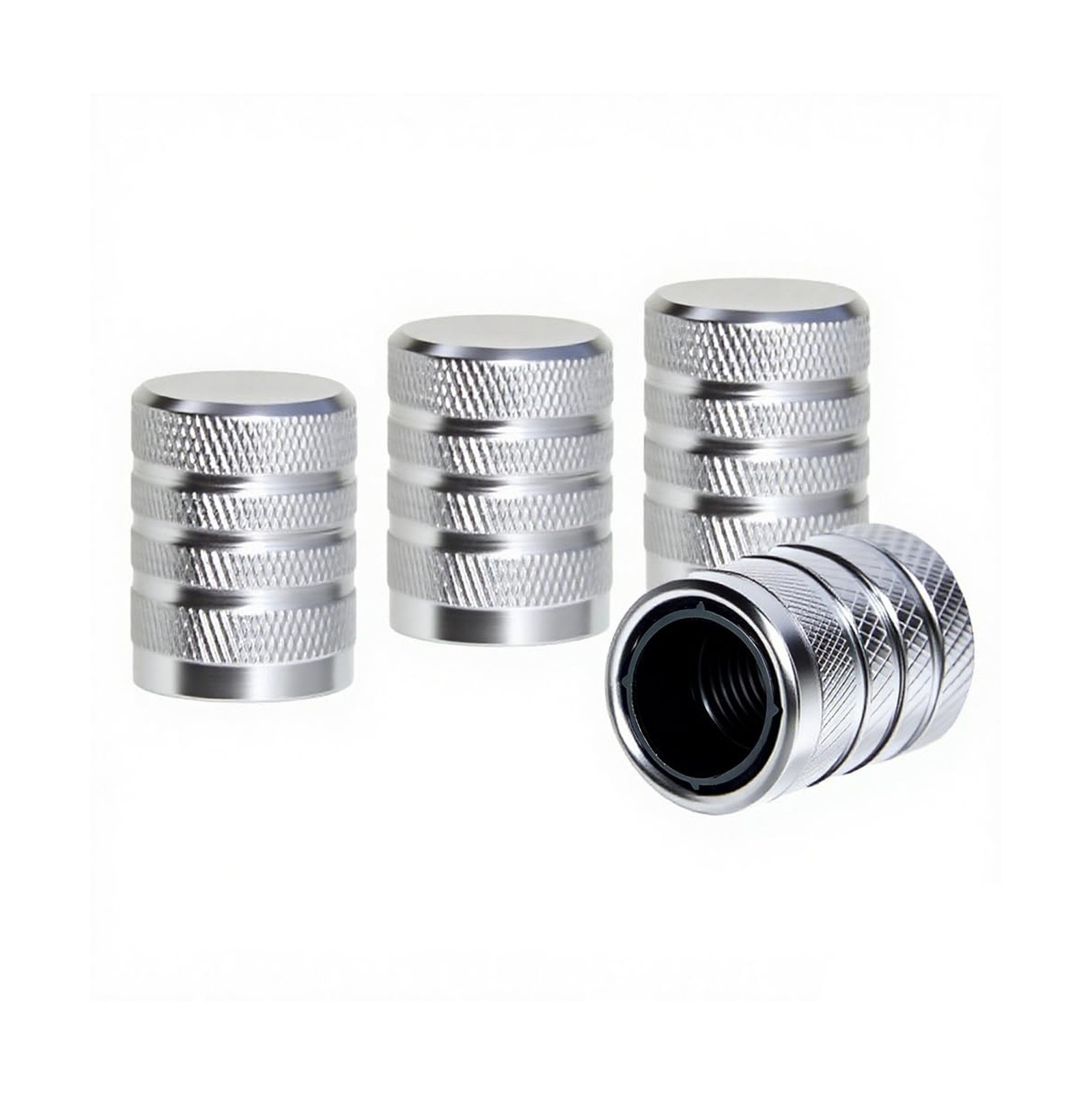 4-Piece Anodized Aluminum-Plastic Composite Tire Valve Stem Caps with Integra…