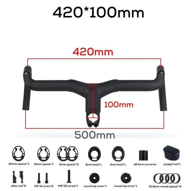 -6 Degree Carbon Fiber Gravel Road Bike Drop Bar Full Internal Cable Routing