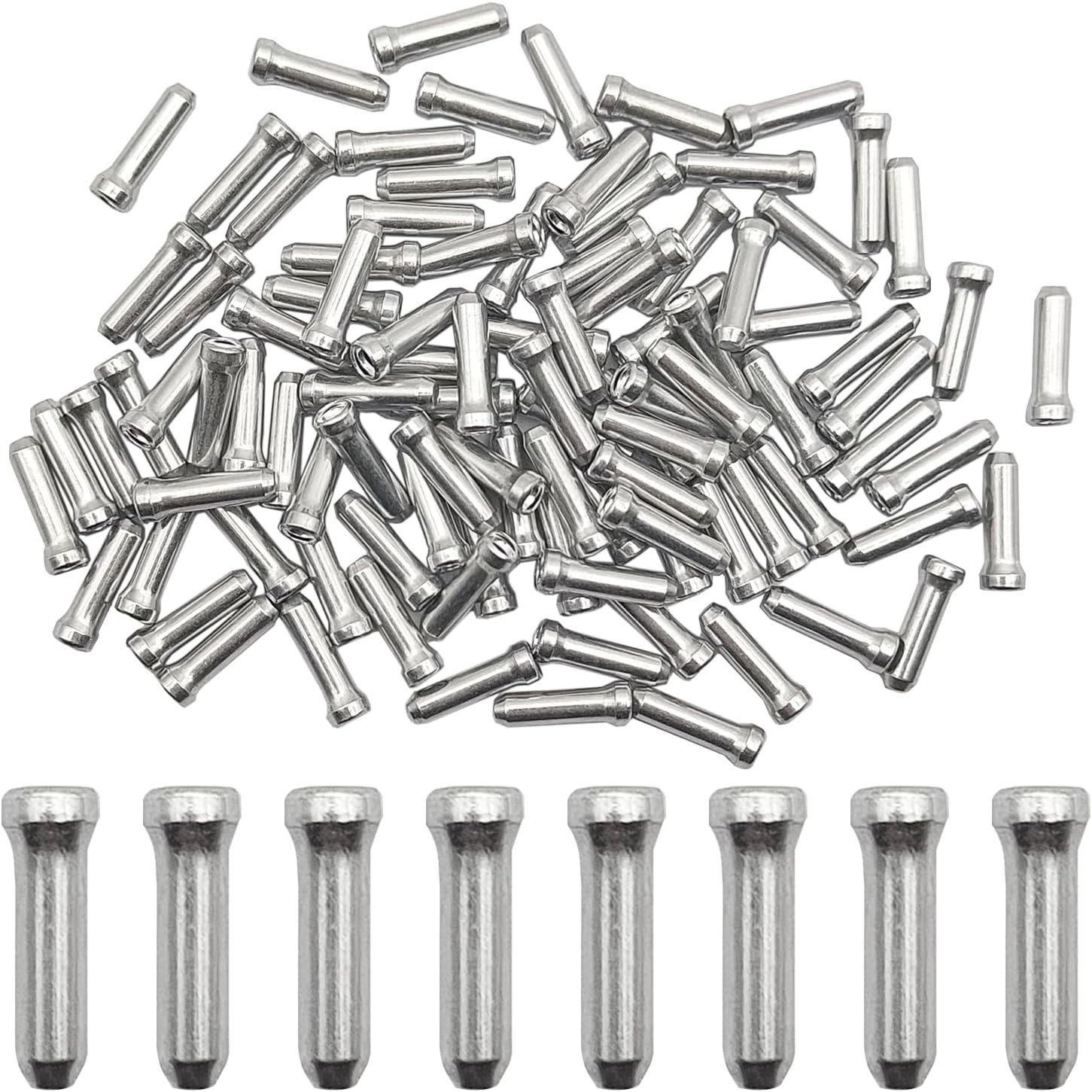 Versatile Alloy Crimps for Bicycle Cables – Pack of 100 Silver Cable End Caps