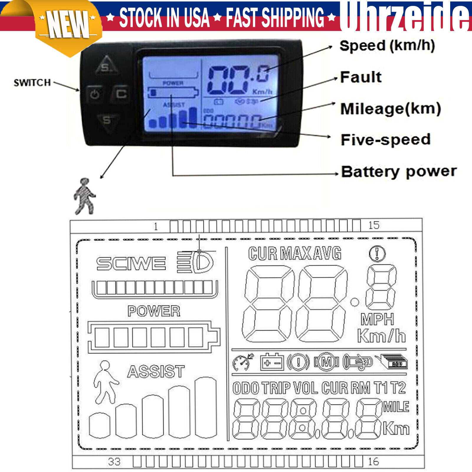26″ Rear Hub Motor LCD E-Bike Electric Bicycle Conversion Kit Fat Tire 48V 1500W