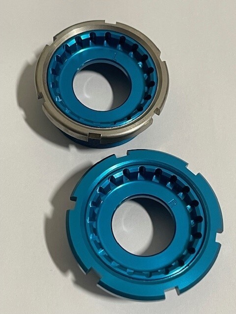 Aluminum English Standard Bottom Bracket Cups. Vintage. BSA with lock rings.