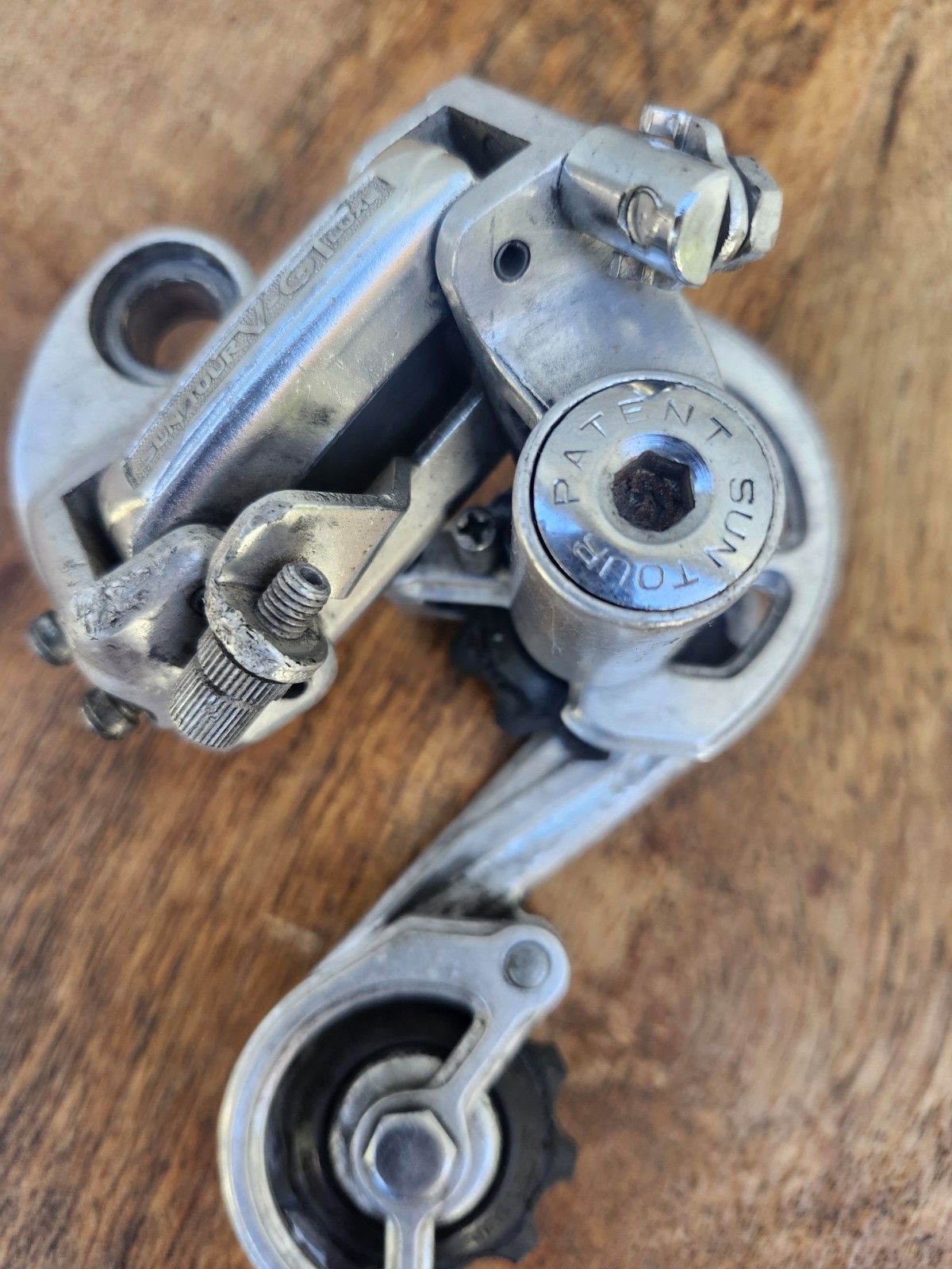 Vintage SunTour V-GT Luxe Rear Derailleur Long Cage Alloy Silver Friction
