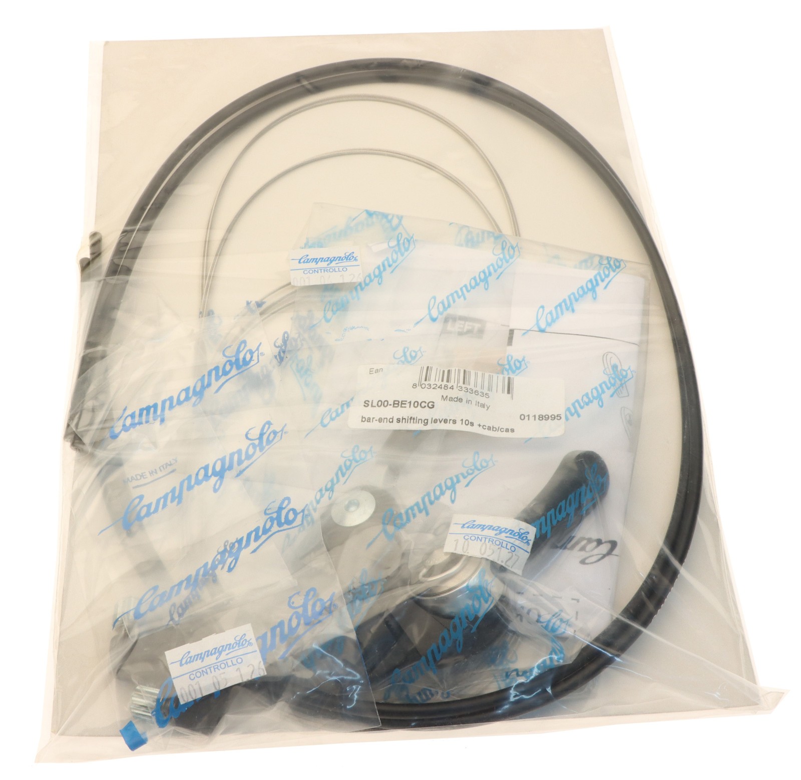 Campagnolo Bar End Shifters 10 Speed Alloy SL00-BE10CG Pair w/ Cables NOS NEW