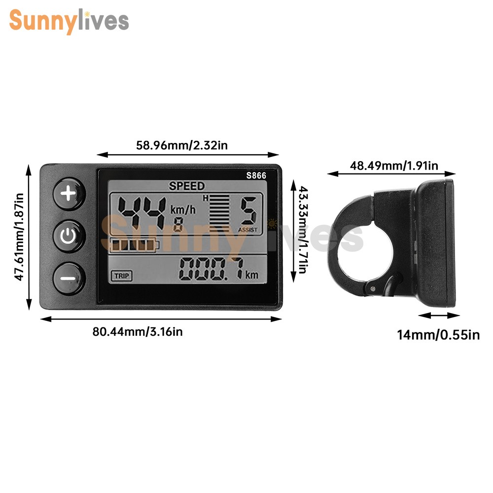 36V 48V 64V 40A 30A 20A Brushless Motor Controller E-Bike S866 LCD Display Meter