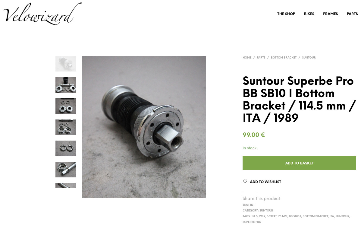 Suntour Superbe Pro BB SB10 I Bottom Bracket / 114.5 mm / 70mm / 36x24T ITA