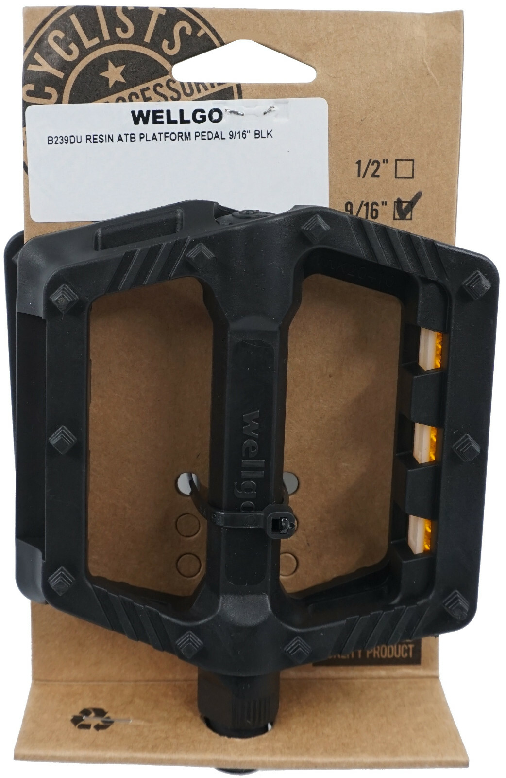 Wellgo B239DU Resin Platform Pedals 9/16″ Black Mountain Bike BMX Composite flat