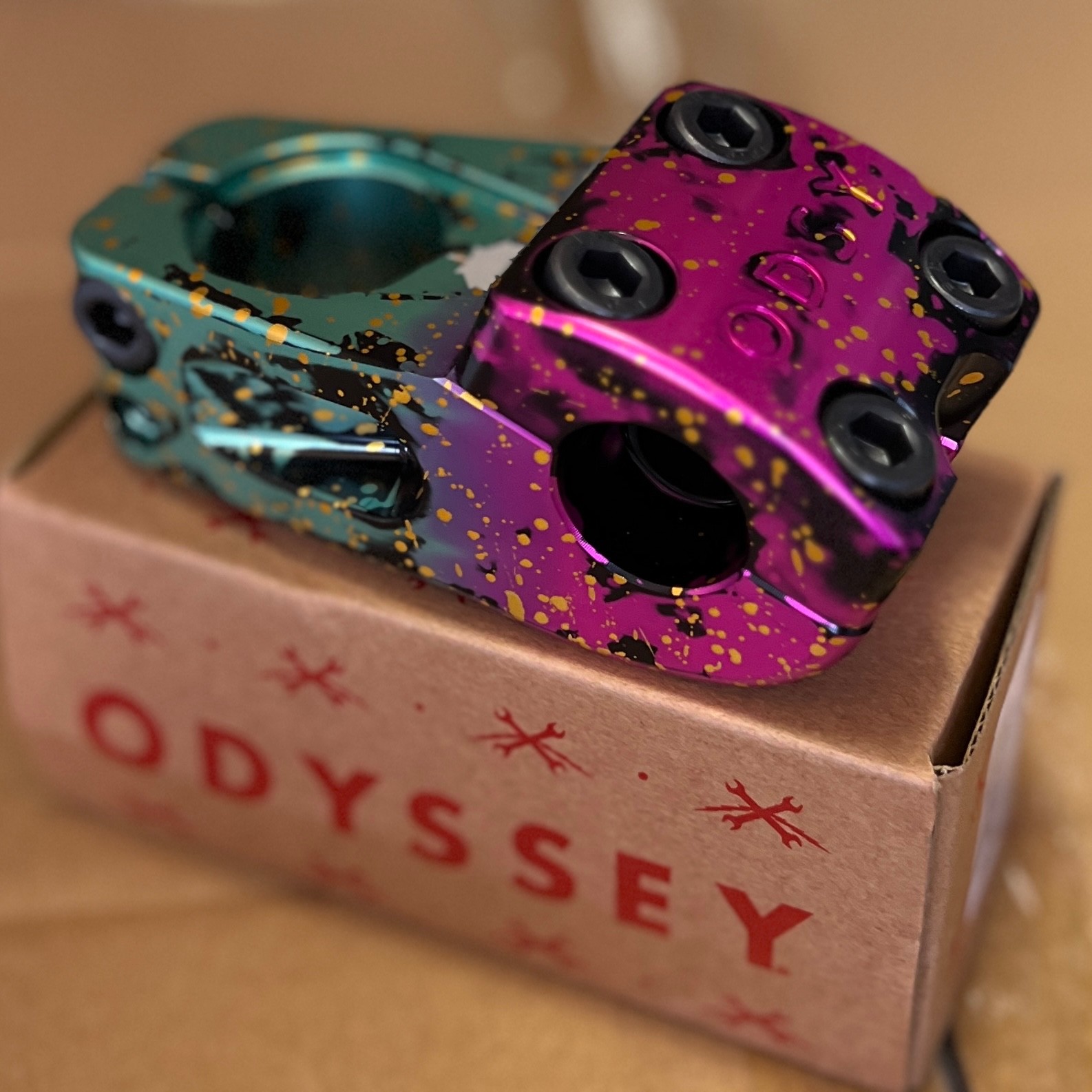 ODYSSEY BMX WALSH BICYCLE STEM ’85 SPLATTER (NO TWO ARE THE SAME)