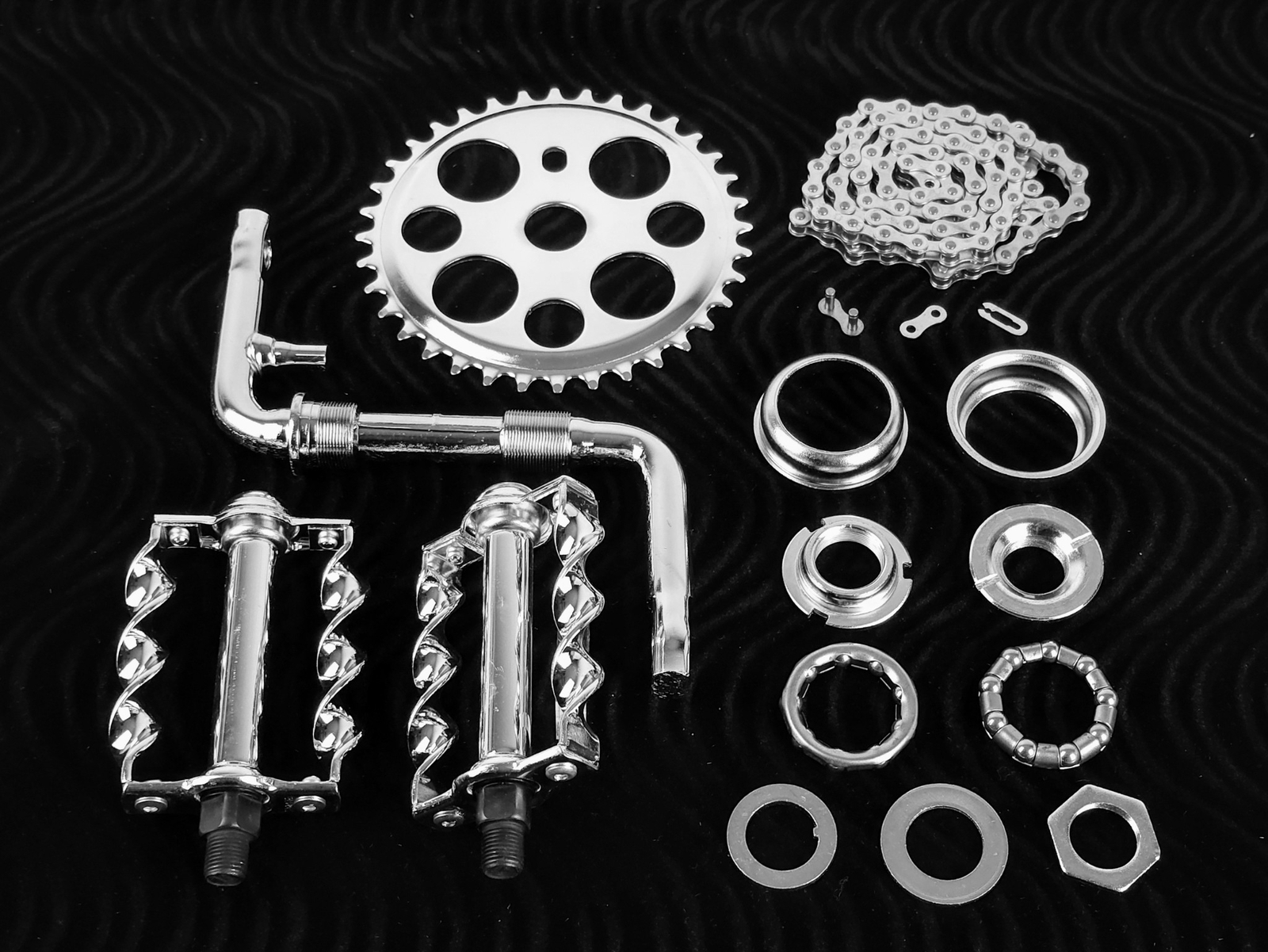 OG LOWRIDER – Regular CRANK PKG – Lucky 7 Flat Twisted Pedal Chrome