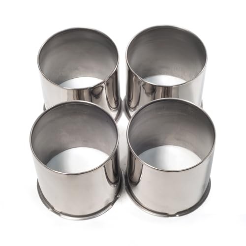 4 PCS 4.25 in Stainless Steel Wheel Center Caps for 4.49 in / 114 mm 2-Chrome