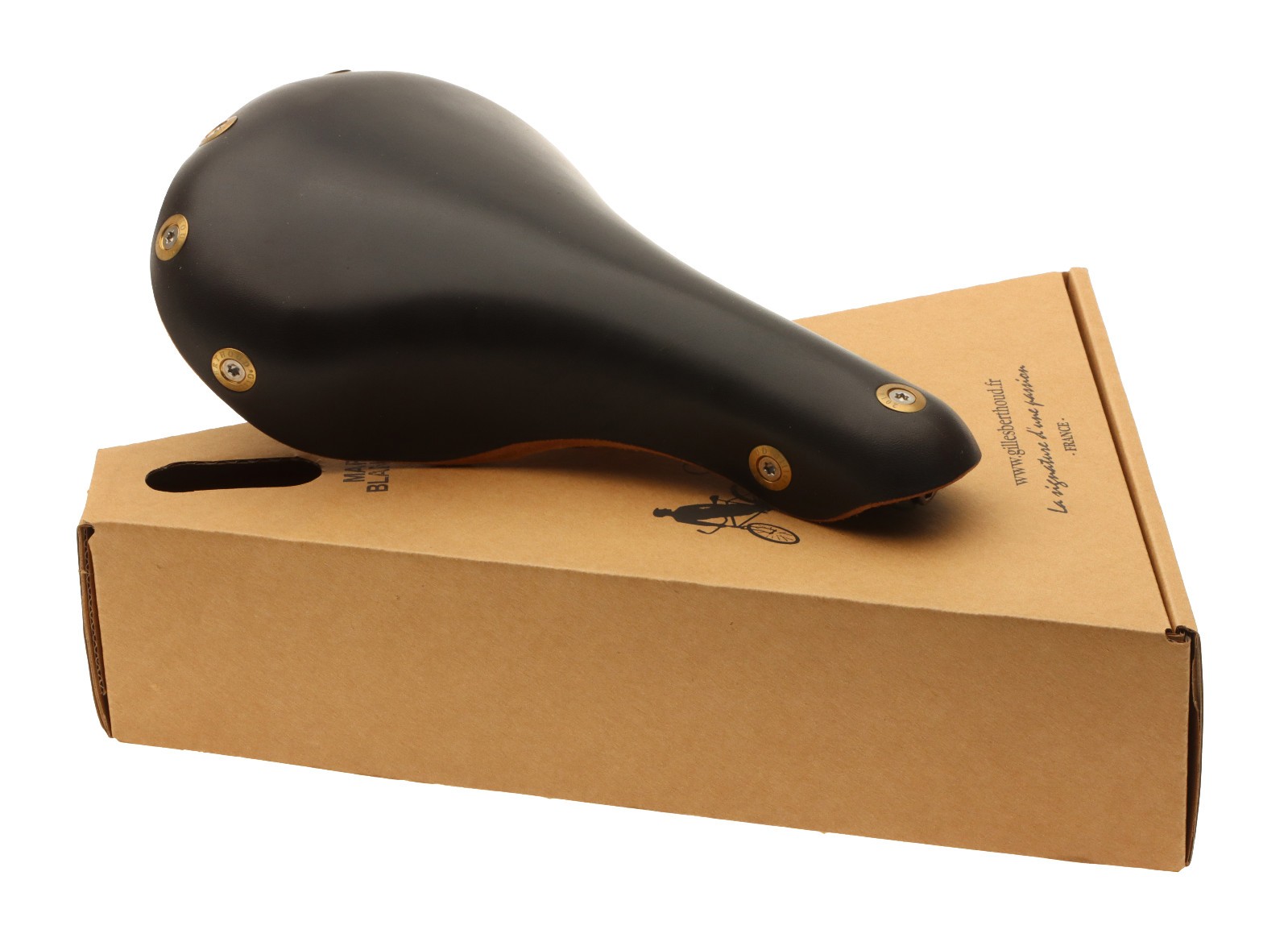 Gilles Berthoud Marie Blanque Saddle Steel Rails Hard Leather Black NEW NOS