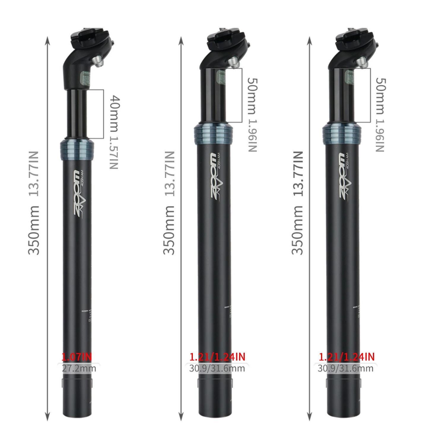 Suspension Seatpost 27.2-33.9mm MTB Road Folding Bicycle Seat Tube 350 Length