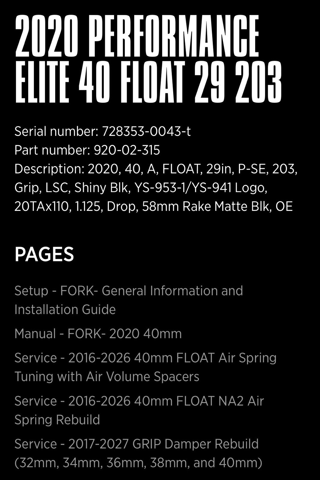 2020 Fox PERFORMANCE ELITE 40 FLOAT 29 203