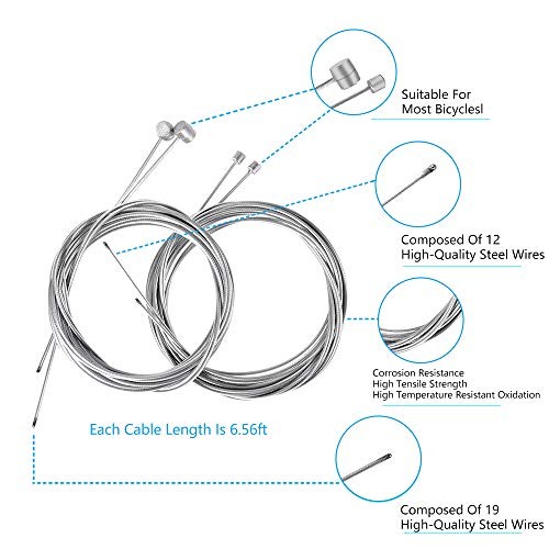 Bike Brake Cable Shifter Cable, Bicycle Gear Cable Wire for Mountain Bike,