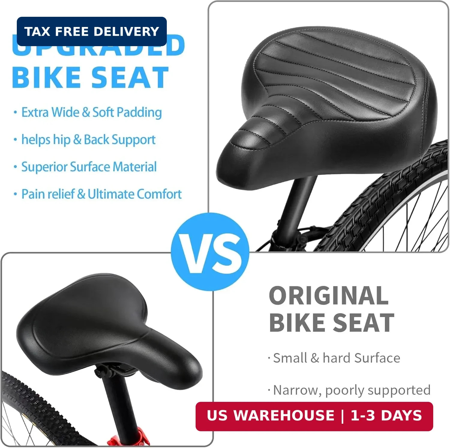 Wide Bike Seat for Men Women Comfort, Large Soft Padded Bicycle Seat Cushi