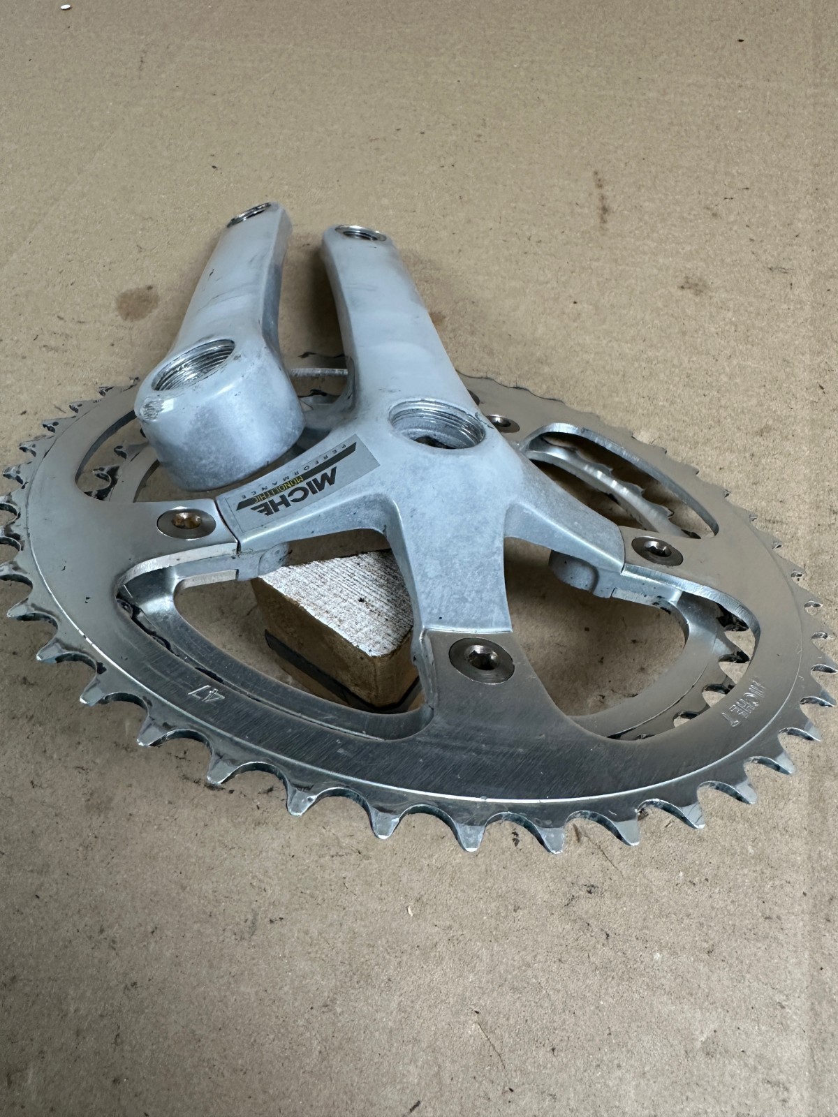 Vintage Miche Monolithic Junior Double Crankset, 145mm Arms, 47/39T, 116mm BCD