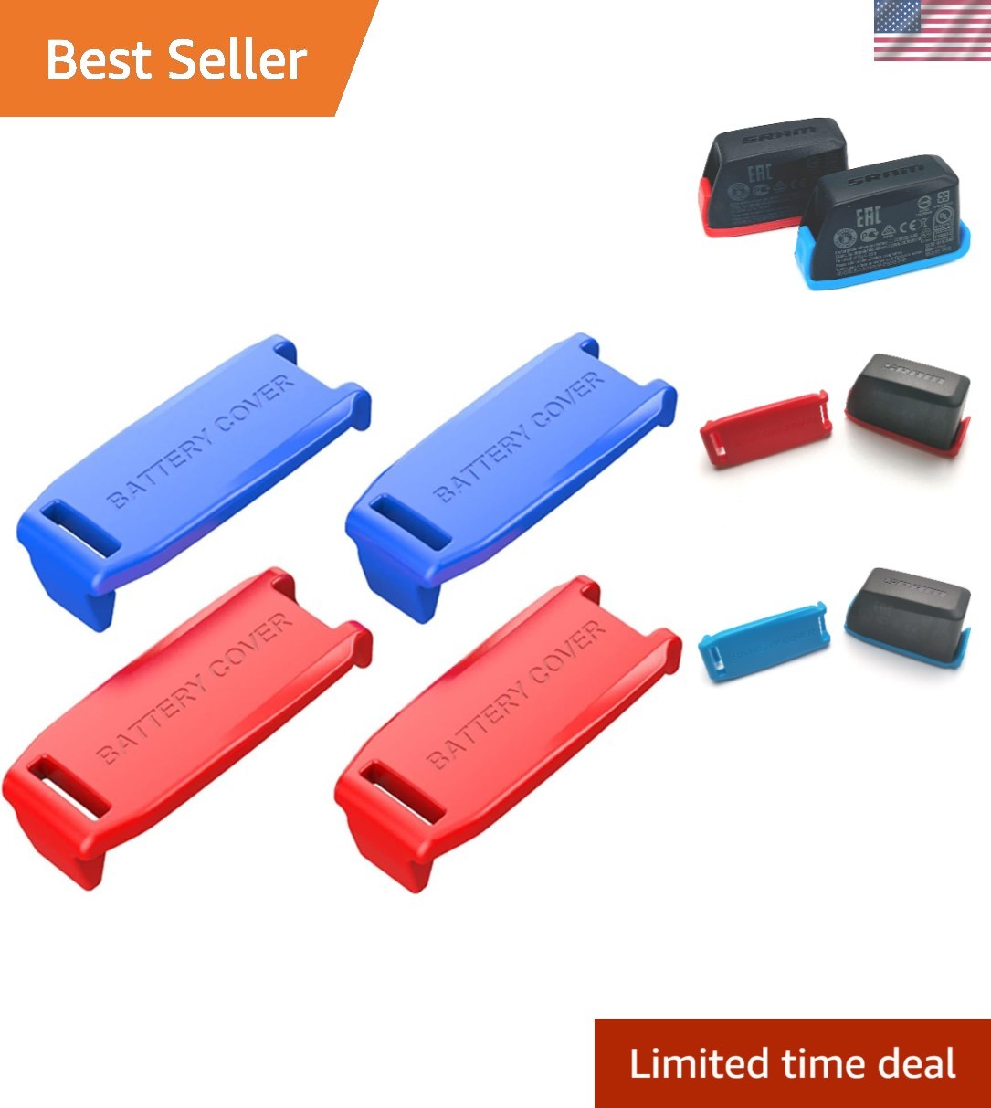 4-Pack Rechargeable Battery Covers for SRAM AXS/eTap – Color-Coded Protection