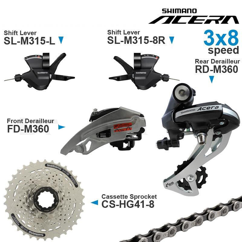 SHIMANO ALTUS ACERA 3×8 Speed Groupset M315 Shifter M310 Derailleur Cassette MTB