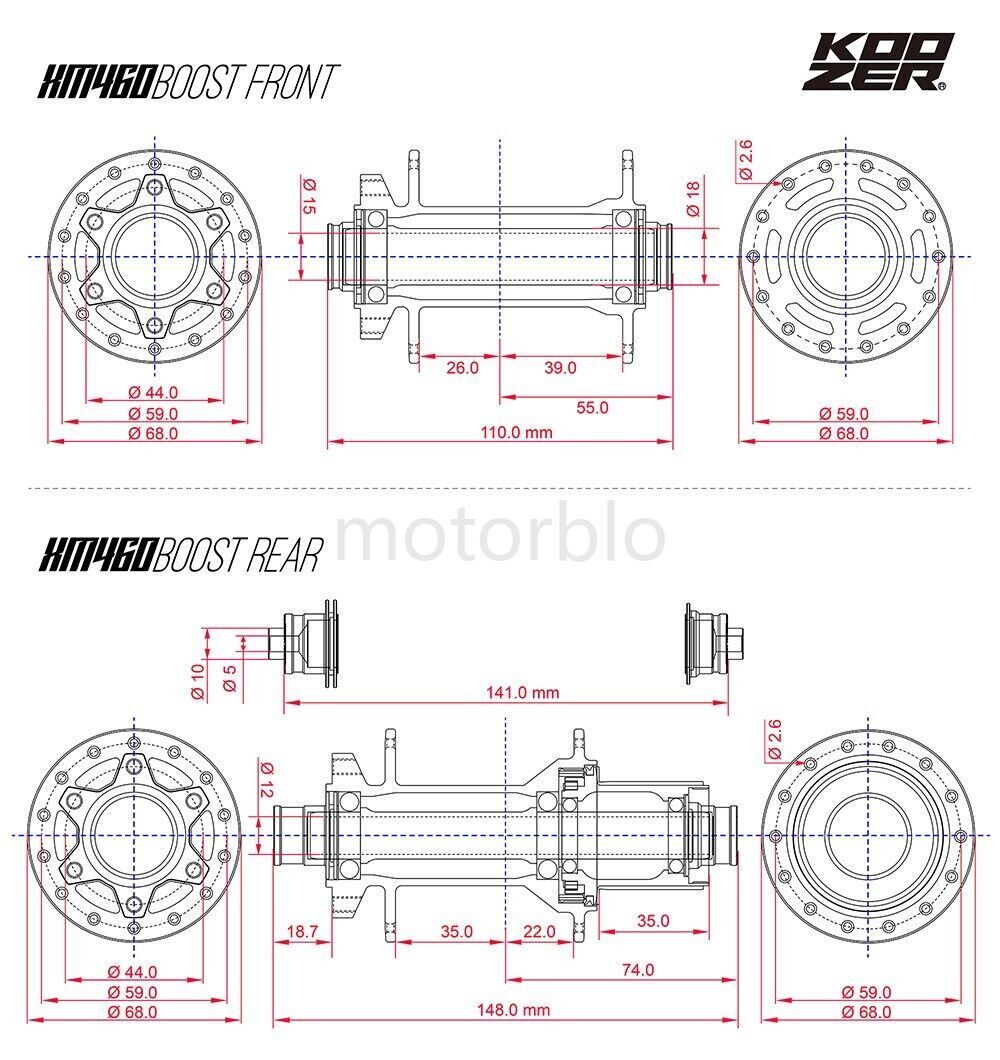 KOOZER XM460 Boost MTB Rear Hub 32H 12x148mm Disc Brake HG for SHIMANO 8-11S
