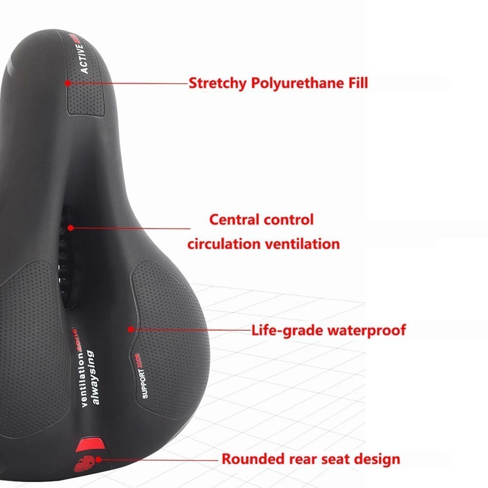 Extra Wide Big Bum Bike Bicycle Saddle Seat Gel Cushion Sporty Soft Comfort Pad