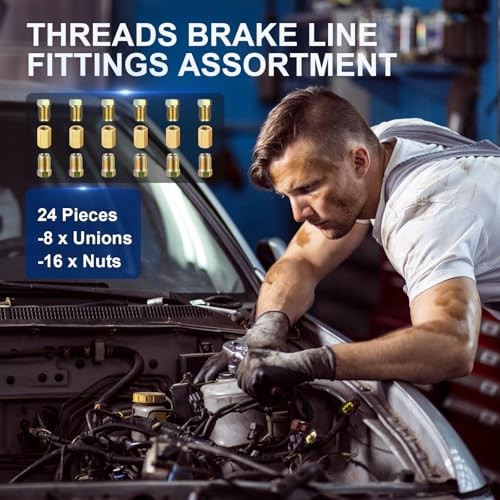 Pieces 3/8 Inch-Threads Brake Line Fittings Assortment for 3/16 Inch Tube 24