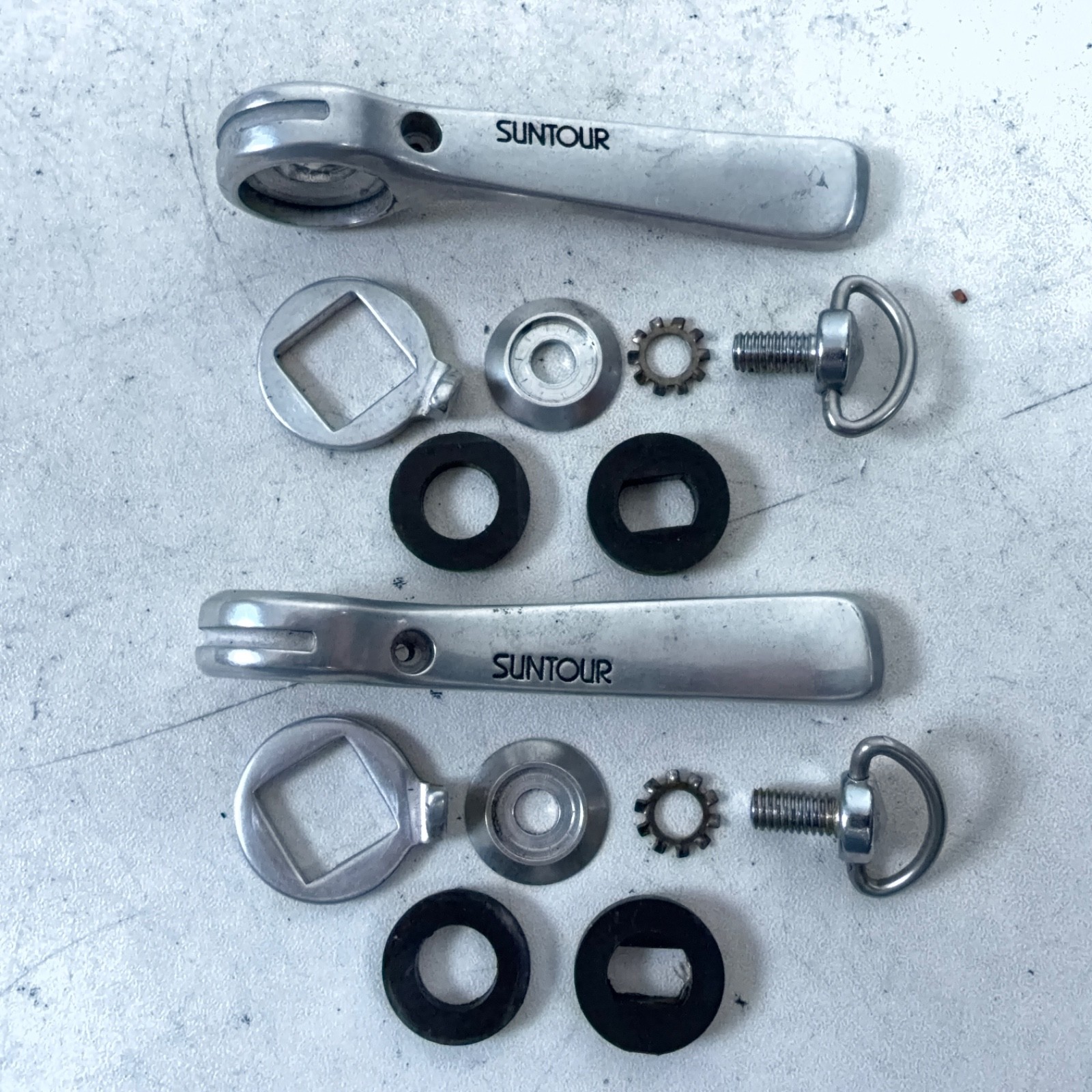 Suntour Vintage Cyclone Friction Downtube Shifter Set, Alloy, Silver, L/R