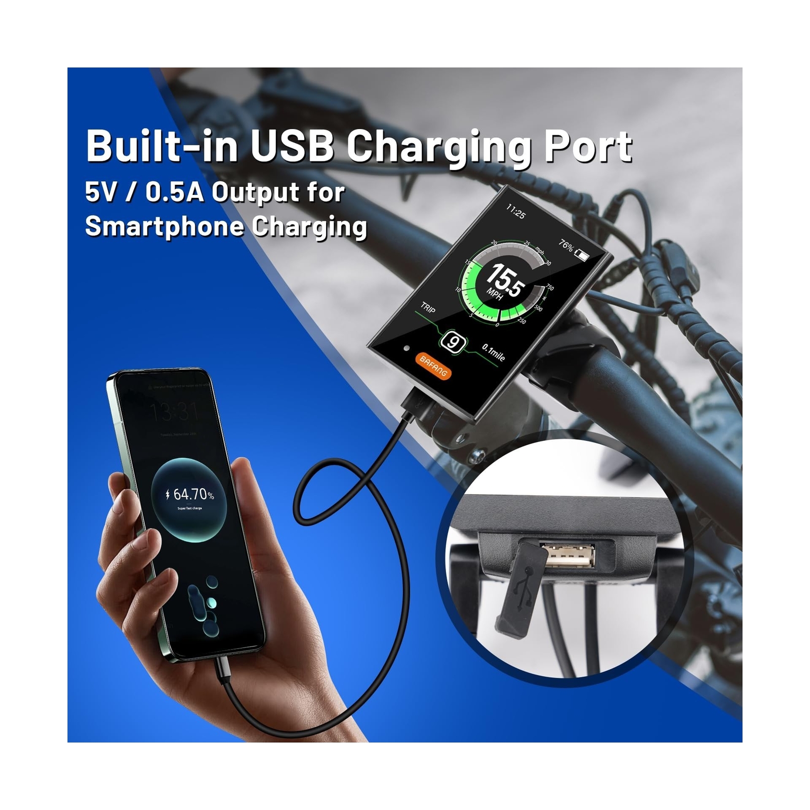 BAFANG Ebike Display DPC18 for BBS01B BBS02B BBSHD Mid Drive Motor, 0-9 Pedal…
