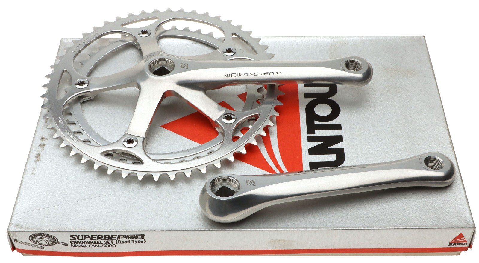 Sun Tour Superbe Pro CW-5000 Crankset 8 Speed 165mm Silver 52/42 NOS NEW