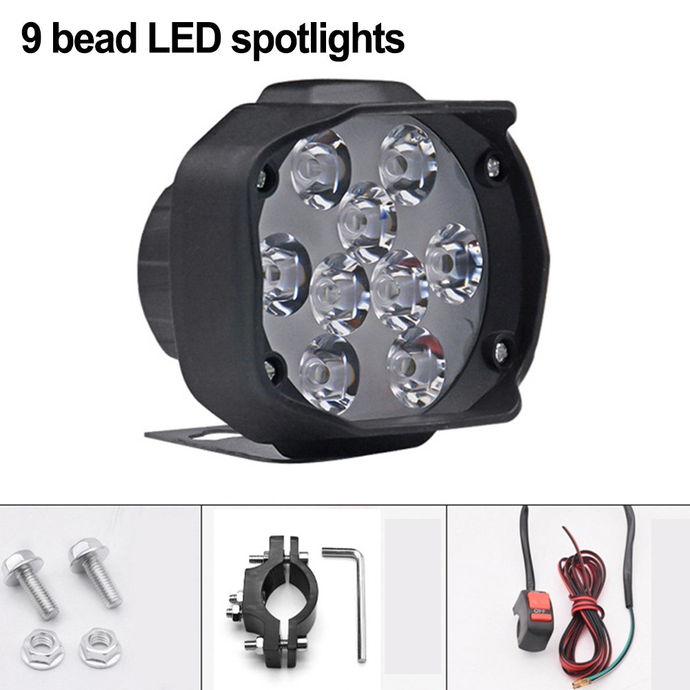 LED Headlights for Electric Vehicle 9 Beads Bright Light with Switch and Cable