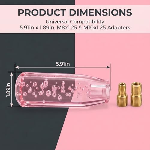 1 PC Car Shift Knob, 1.89 x 5.91 Inches Crystal Pink Acrylic Gear Shift Knob,