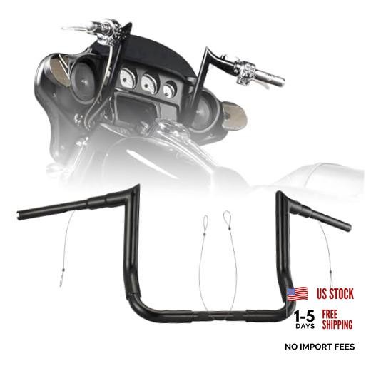 10″ Rise Ape Hanger 1 1/2″ Bagger Handlebar for Harley 1986 10 Inches Black