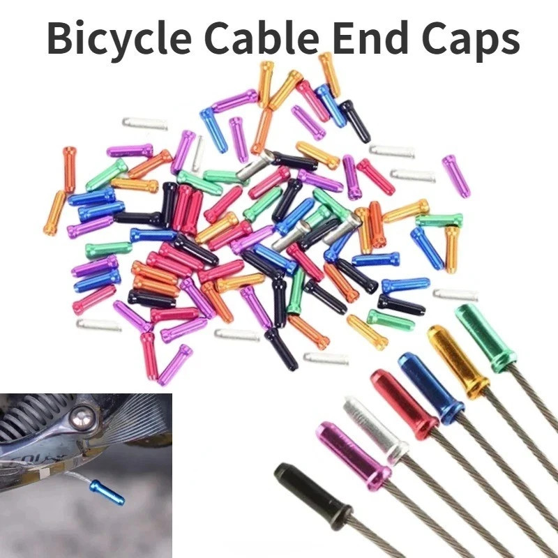 100PCS Aluminum Bicycle Brake Shift Cable End Caps Crimp Tips for Bike Cables