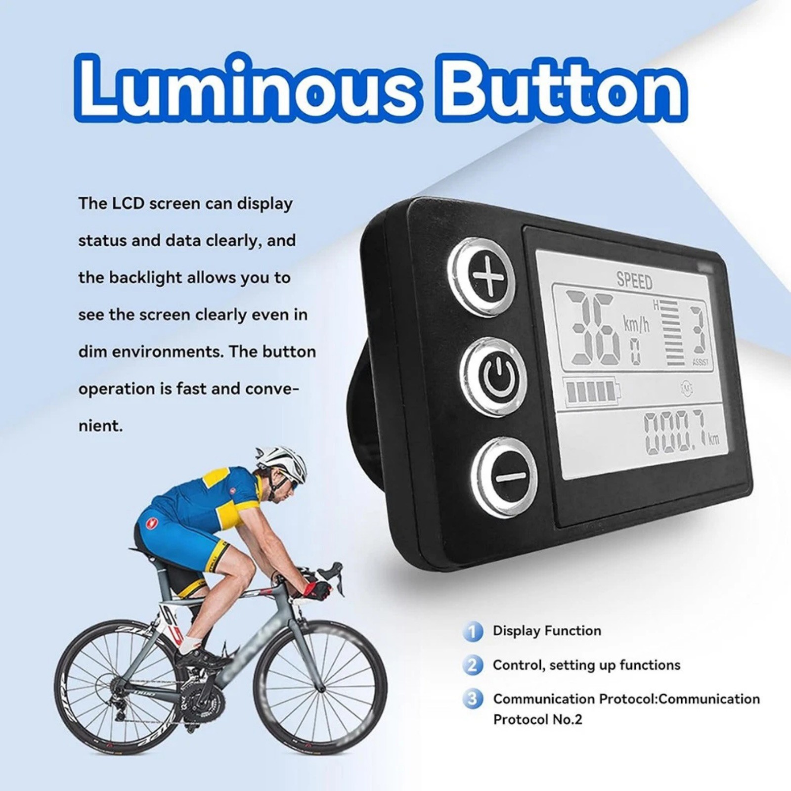 Universal Electric Bike Speedometer LCD Display Screen for Scooter 24V 36V 48V