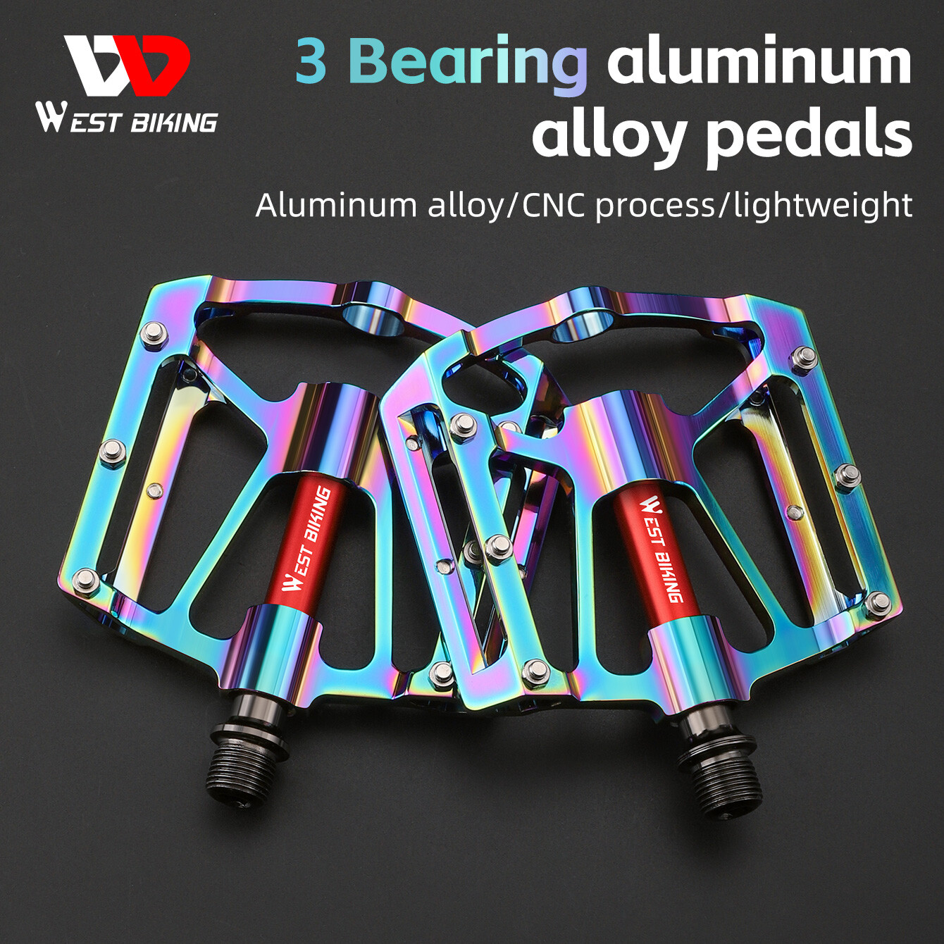 WEST BIKING 3 Sealed Bearing Bicycle Pedals Aluminum Bike Pedals 9/16 in a Pair