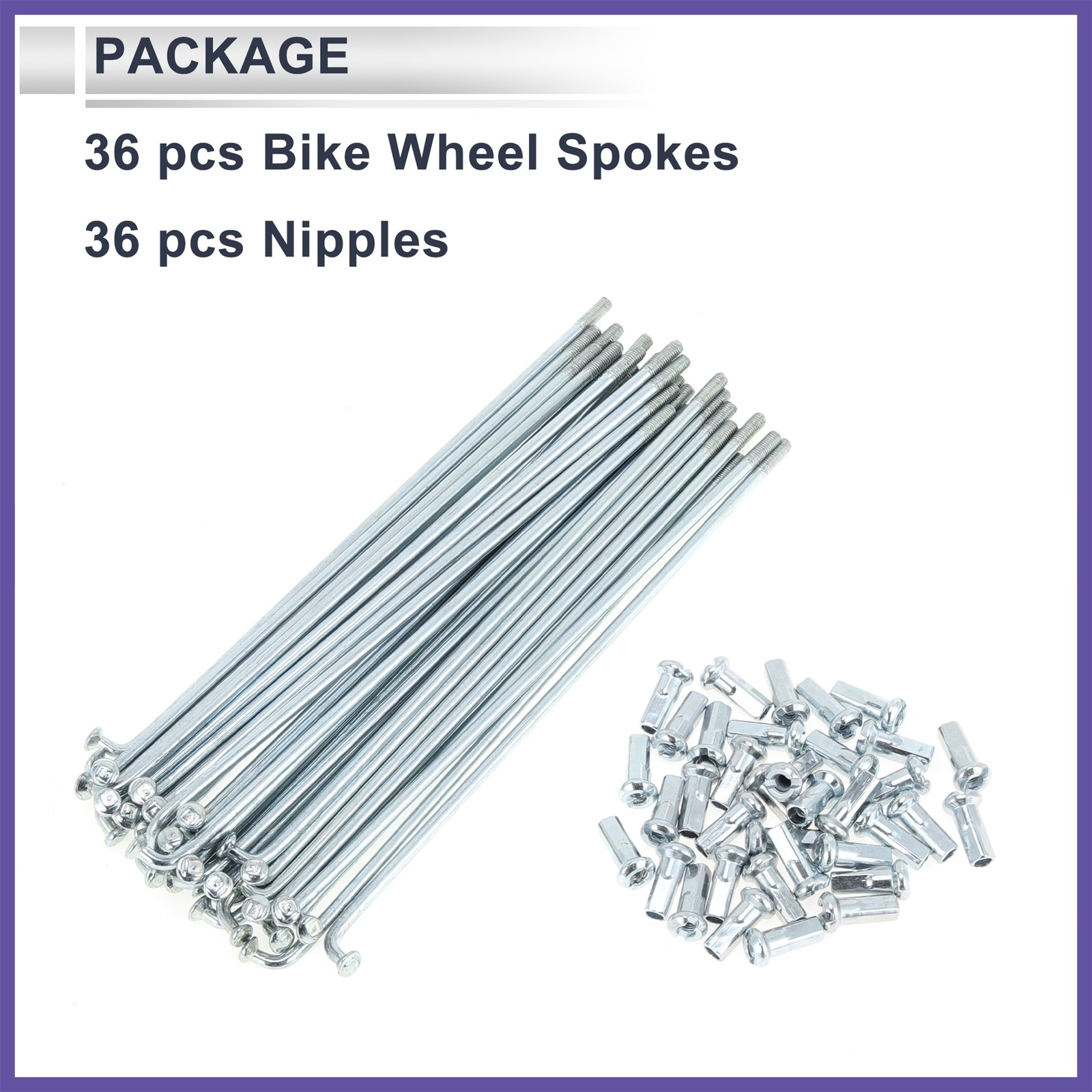 1Set 12G 131mm Length Bicycle Spokes Nipple Carbon Steel Galvanized Silver Tone