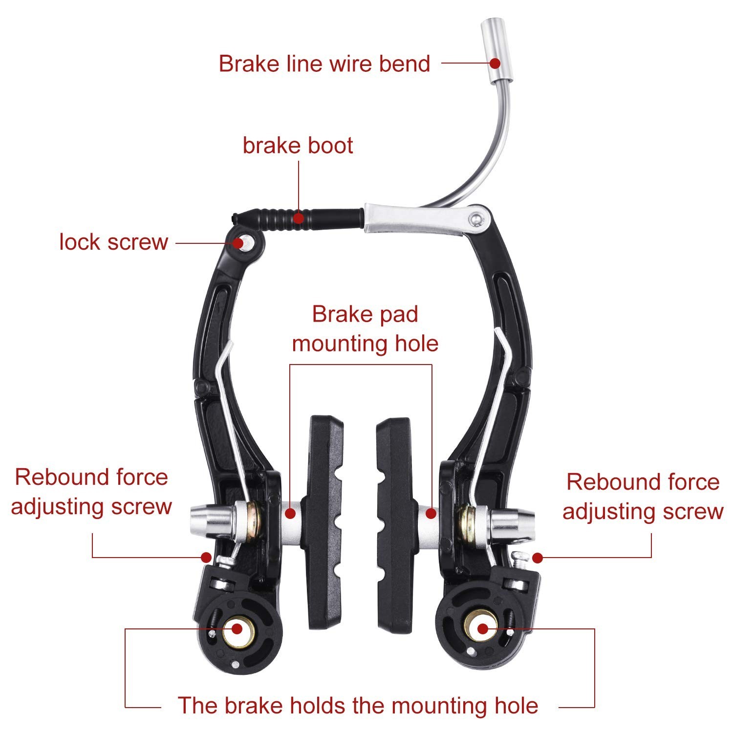 Universal Mountain Bike Brake Set – 2 Pairs, Replacement Cables & Accessories
