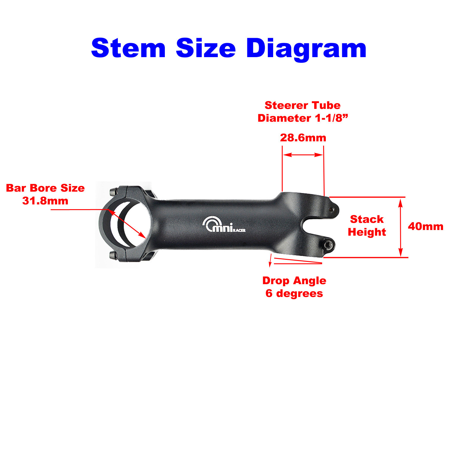 OMNI Racer WORLDS LIGHTEST ULTRA-Lite 3D Forged Alloy Stem: 31.8x 40-130mm BLACK