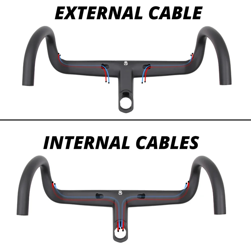 Carbon Road Bike Integrated Handlebar Full Internal Cable Routing 370mm-430mm