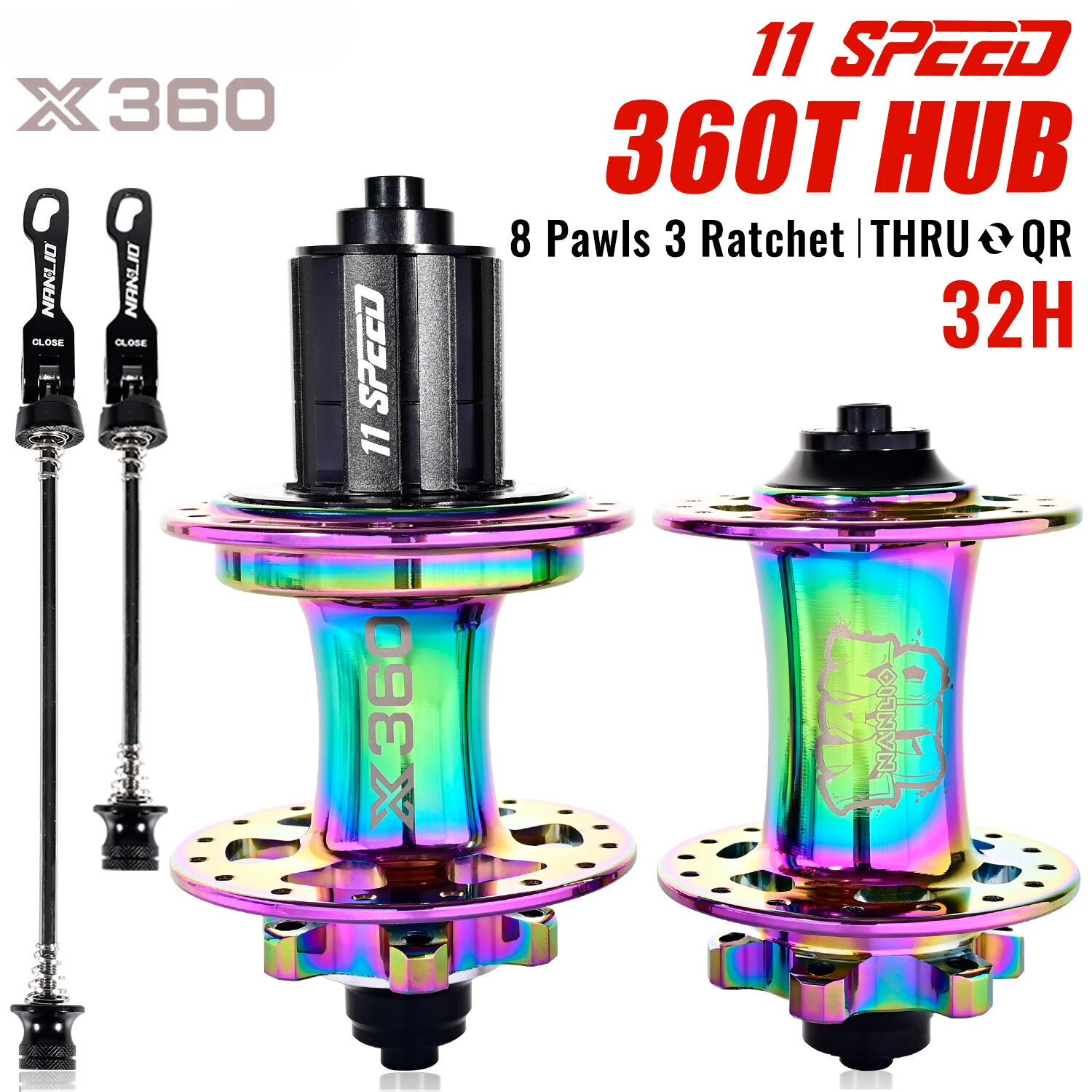 360T Noise Hub 8 Pawls 3 Ratchet 32H Sealed Bearings Bike Wheel Hub HG 8-11S