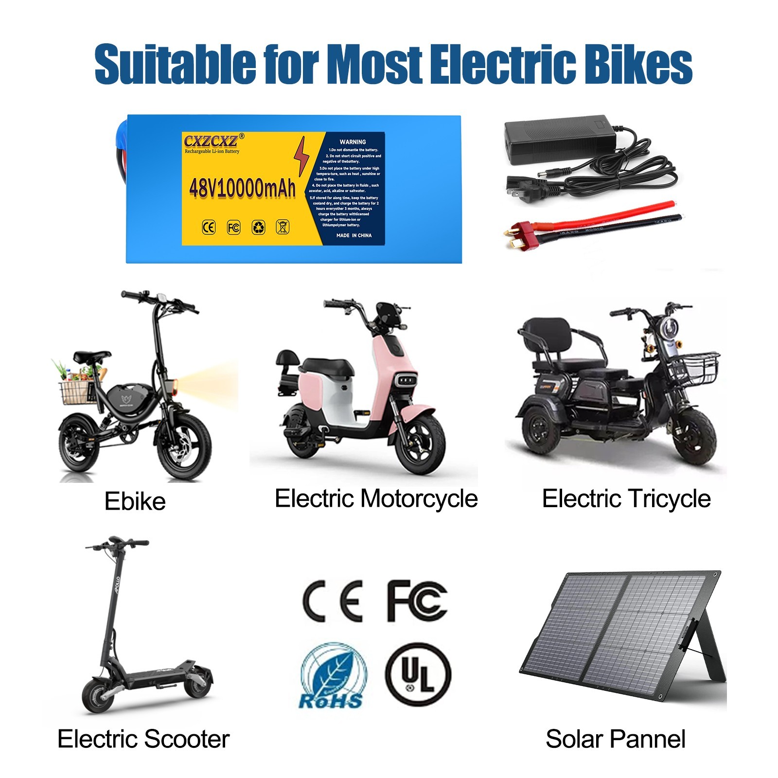 48V 10Ah Ebike Battery Lithium ion Battery for 200W-1000W Electric Bicycle