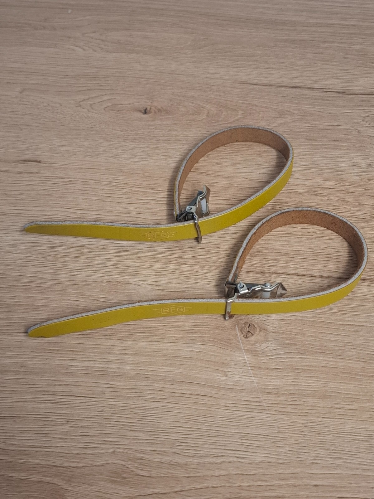 Retro Bicycle Parts NOS Leather Pedal Straps – Yellow, 36cm x 1cm