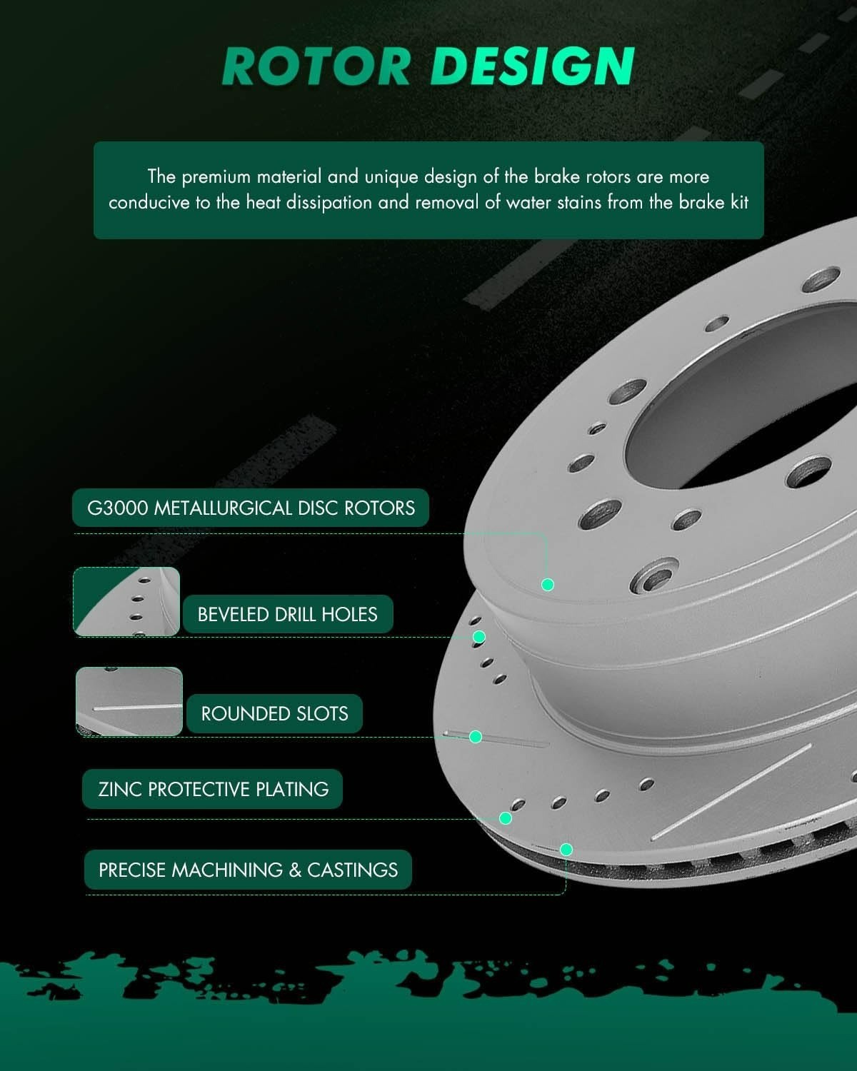 SCITOO Brake Pads and Rotors Kit for Lexus Land Cruiser Tundra Sequoia