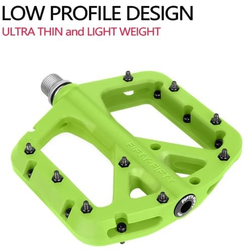 Flat Mountain Bike Pedals Nylon Composite 9/16 Non-Slip Steel Pins Pedal Cycling