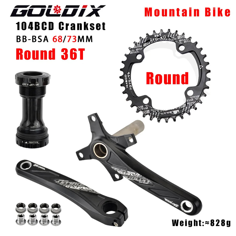 104BCD MTB Bicycle Crankset 170mm Crank 32T 34T 36T 38T Plate Chainring with BB