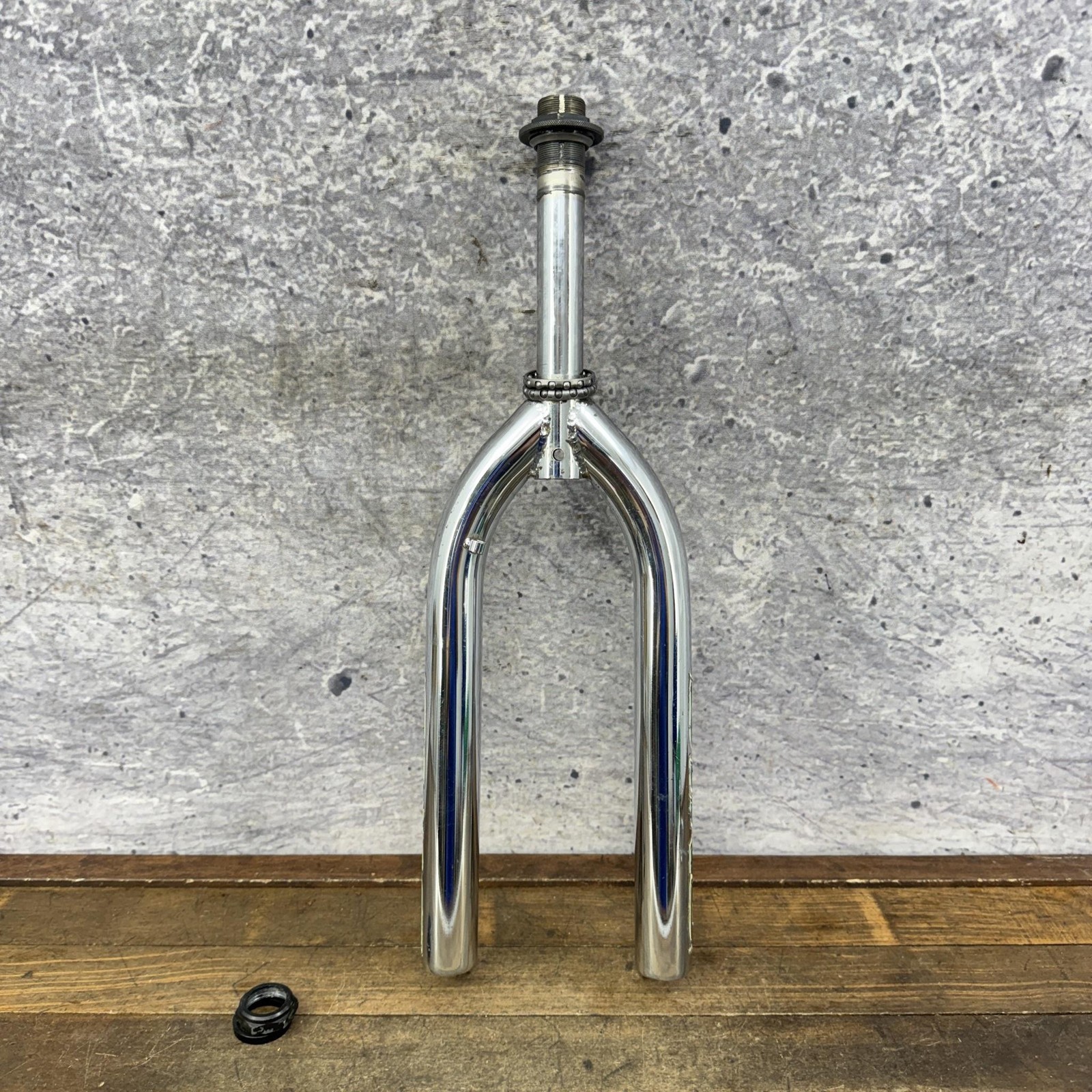 Vintage Akisu Dyno BMX Fork 20in 1 In Threaded Chrome Green 1997 Old School OG