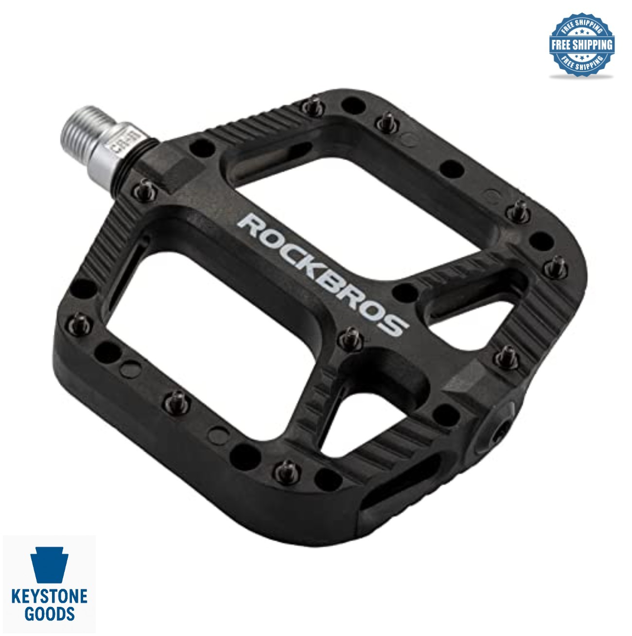 MTB Bike Pedals Wide Platform Nylon Composite 9/16 Inch Cr-Mo Steel Spindle