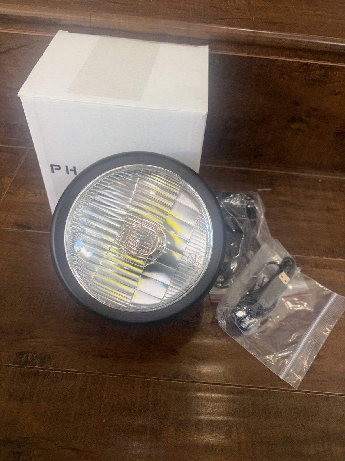 Phatmoto Cafe Racer Headlight Rechargeable Battery Motorized Bike 7” New