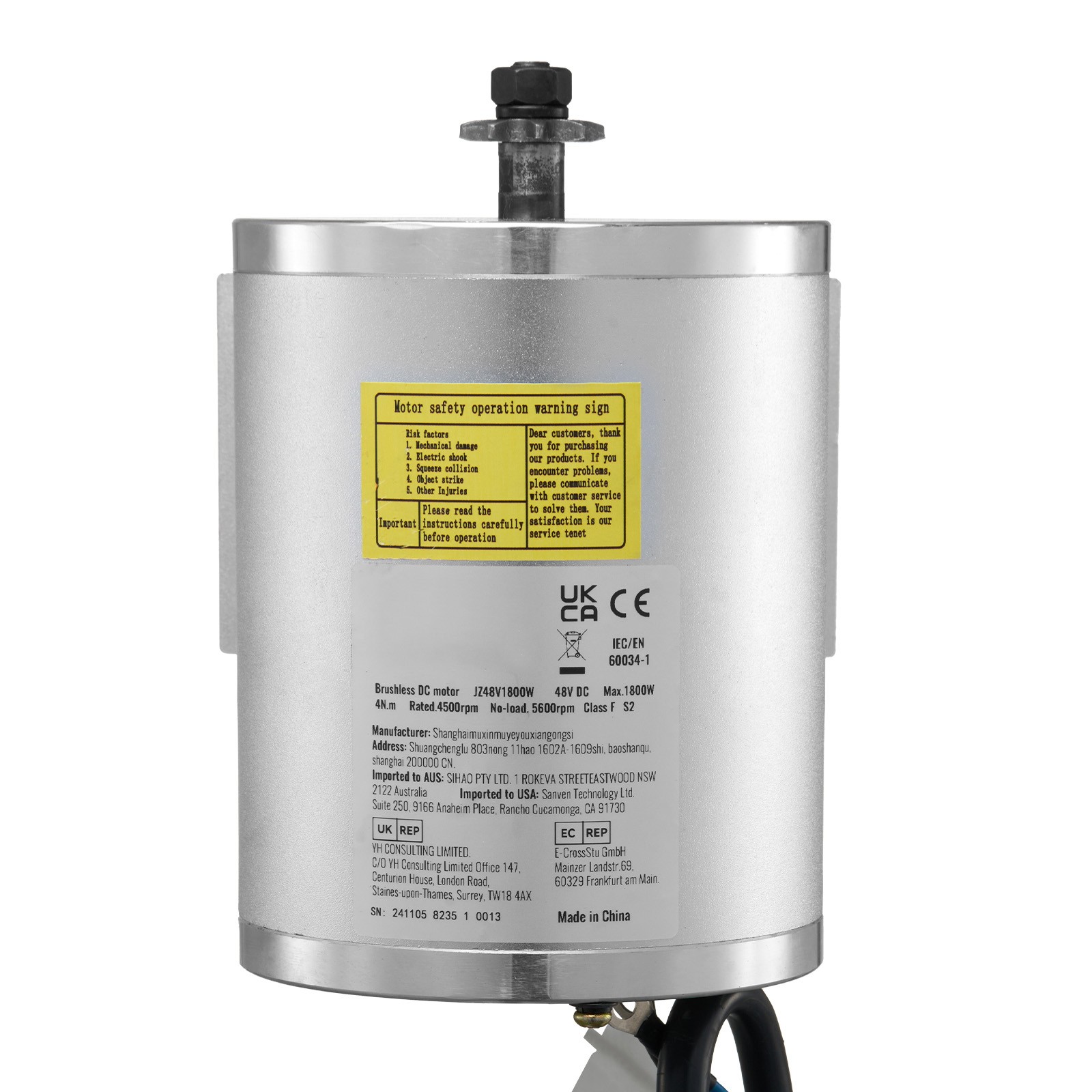 Uimoso 48V 1800W Brushless DC Motor Kit with Enhanced Controller, 4500RPM Speed