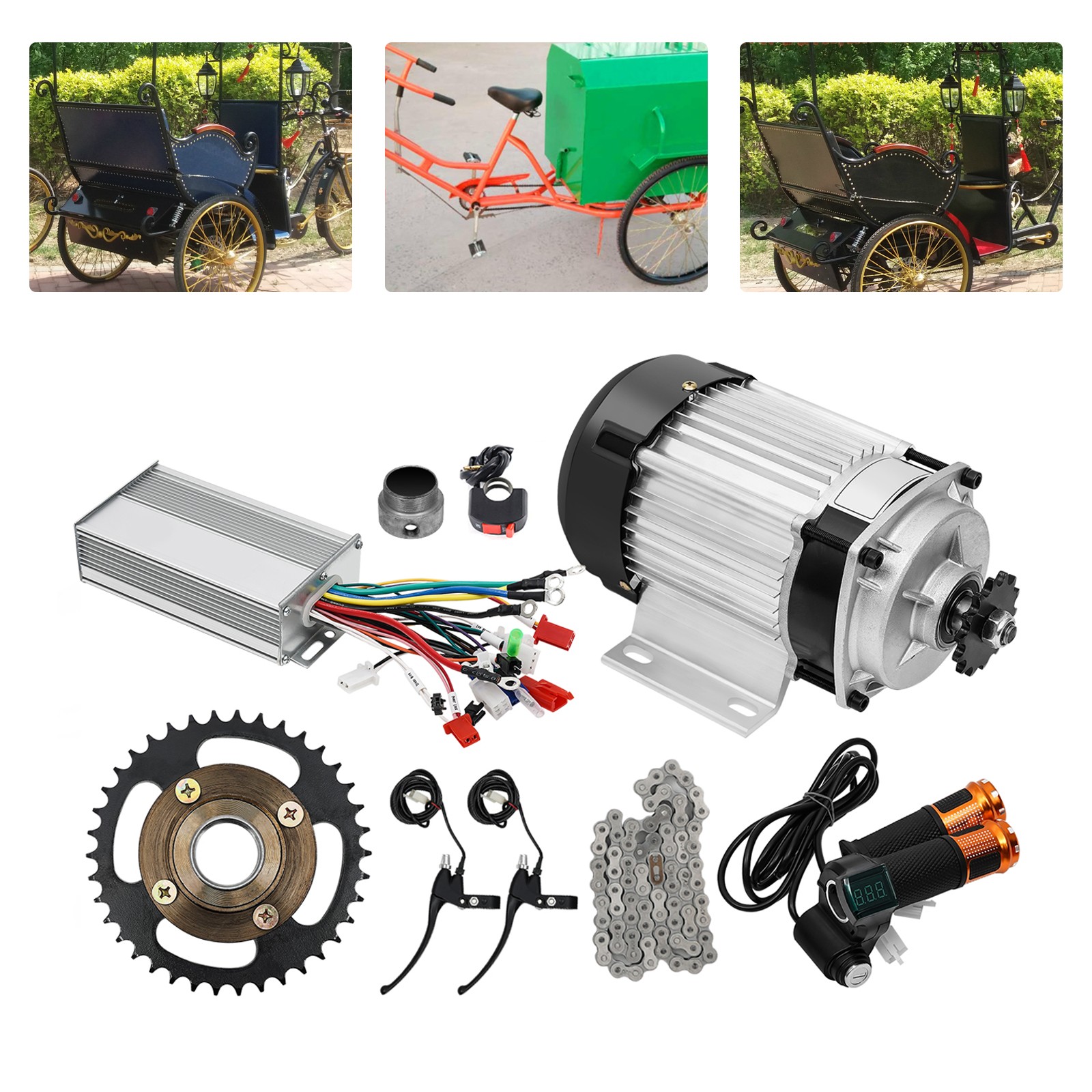 New 48V 750W Electric 3-wheel Bike Brushless Motor Kit For Adults Tricycle Trike