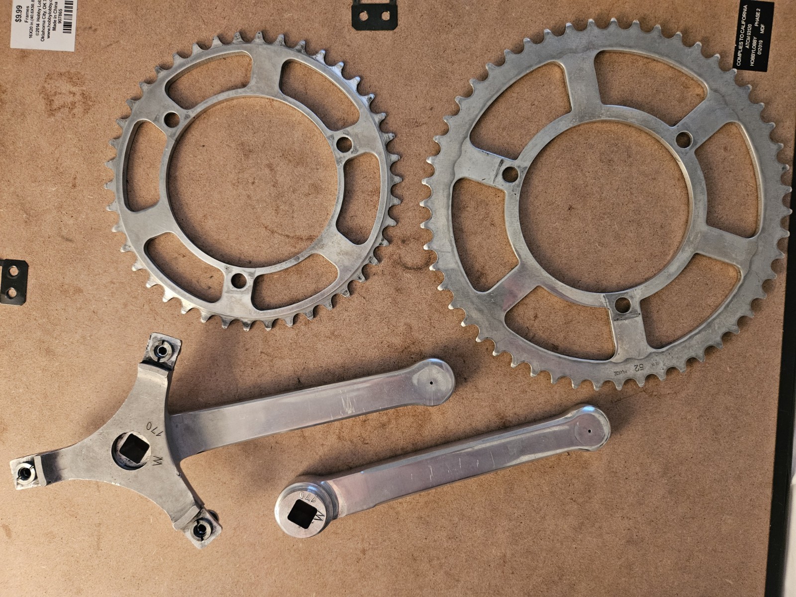 Vintage TA Specialites 3 Arm Double Crankset 170mm 52, 42 Chainrings!