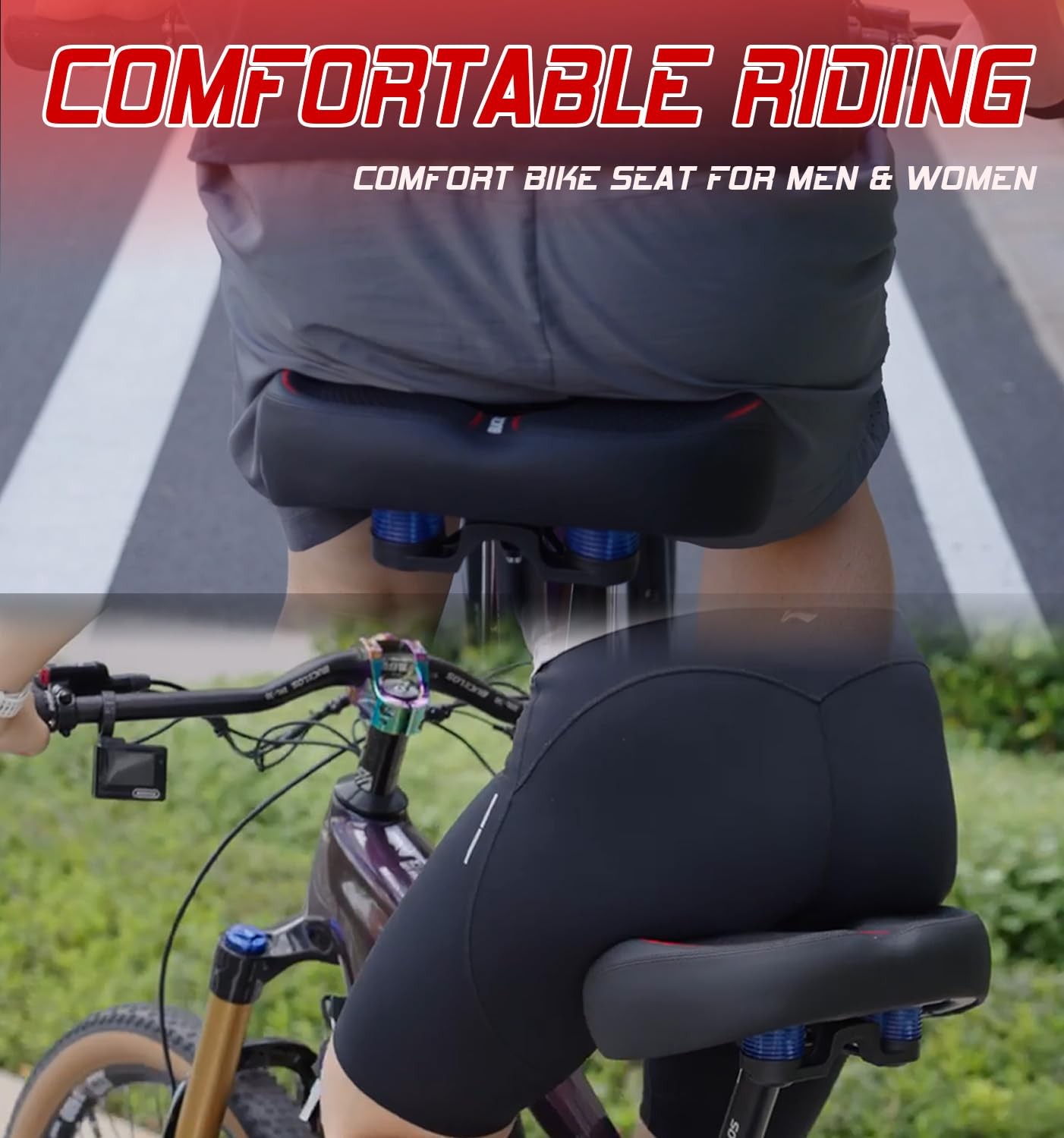 Wide Bike Seat for Men Women Ebike Seats Comfort Extra Large Comfortable Bicycle